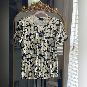 Sanctuary NWOT Black and Cream Floral Print Short Sleeve THE PERFECT TEE